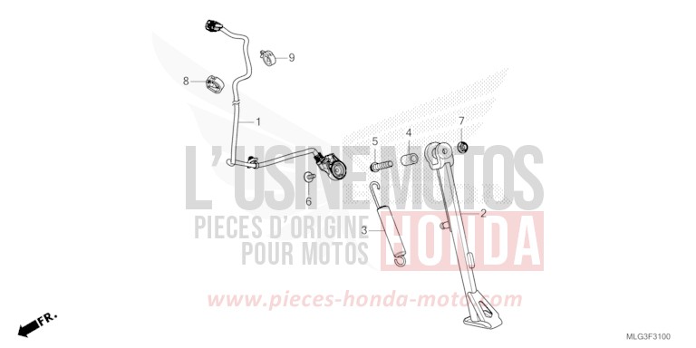 BEQUILLE LATERALE de Africa Twin DCT GRAND PRIX RED (R380B) 2022